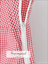 Red Gingham Plaid Bow Ruched V-neck Camisole – Slim Summer Crop Top Detail, Casual Summer, Blouse, Camisole, Sun-Imperial United States