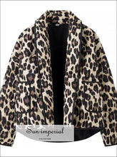 Women’s Leopard Oversized Long Sleeve Quilted Coat Sun-Imperial United States