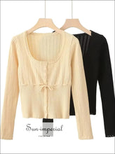 French-style Pointelle Knit Button-front Cropped Cardigan boutique knitwear, bow waist cardigan, button front cropped cardigan women,