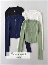 Ribbed Knit Zip Through Cardigan - Sun Imperial (photo 6)