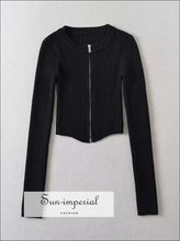 Ribbed Knit Zip Through Cardigan - Sun Imperial (photo 8)