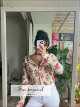 Rose Print Single Breasted Cardigan - Sun Imperial (photo 7)