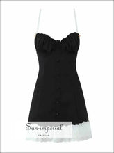 Ruched Corset-style Sling Mini Dress with Lace Ruffle Hem casual party dress, corset style cotton blend feminine mini fitted dress