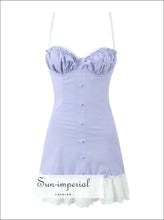 Ruched Corset-style Sling Mini Dress with Lace Ruffle Hem casual party dress, corset style cotton blend feminine mini fitted dress