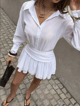 Ruched Waist Shirt Dress with Layered Ruffle Hem - Sun Imperial (photo 3)