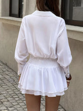 Ruched Waist Shirt Dress with Layered Ruffle Hem - Sun Imperial (photo 5)