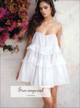 Ruffle Layered Tie Shoulder Cami Dress Sun-Imperial United States