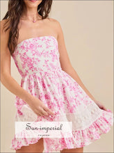 Ruffled Hem Printed Tube Dress Sun-Imperial United States