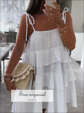 Ruffled Tie Shoulder Mini Dress Sun-Imperial United States