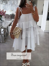 Ruffled Tie Shoulder Mini Dress Sun-Imperial United States