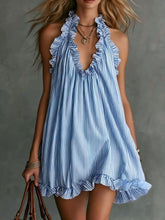 Ruffled Trim Halter Neck Mini Dress - Sun Imperial (photo 10)