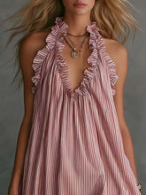 Ruffled Trim Halter Neck Mini Dress - Sun Imperial (photo 2)