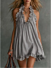 Ruffled Trim Halter Neck Mini Dress - Sun Imperial (photo 3)