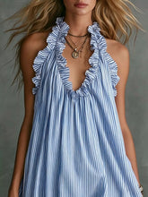 Ruffled Trim Halter Neck Mini Dress - Sun Imperial (photo 9)