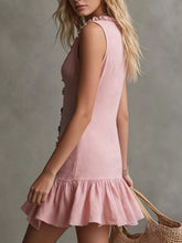 Ruffled V-Neck Sleeveless Mini Dress - Sun Imperial (photo 4)