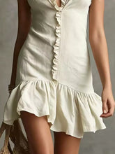 Ruffled V-Neck Sleeveless Mini Dress - Sun Imperial (photo 6)