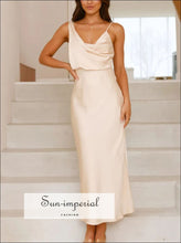 Satin Asymmetrical Midi Dress Sun-Imperial United States