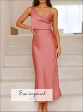 Satin Asymmetrical Midi Dress Sun-Imperial United States
