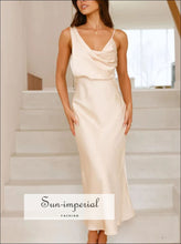 Satin Asymmetrical Midi Dress Sun-Imperial United States