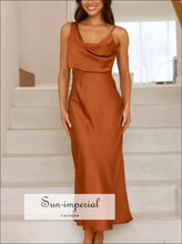 Satin Asymmetrical Midi Dress Sun-Imperial United States