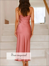 Satin Asymmetrical Midi Dress Sun-Imperial United States
