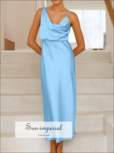 Satin Asymmetrical Midi Dress Sun-Imperial United States