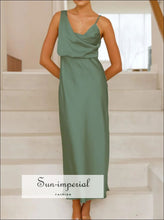 Satin Asymmetrical Midi Dress Sun-Imperial United States