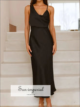 Satin Asymmetrical Midi Dress Sun-Imperial United States