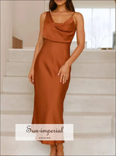 Satin Asymmetrical Midi Dress Sun-Imperial United States