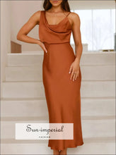 Satin Asymmetrical Midi Dress Sun-Imperial United States