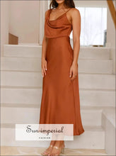 Satin Asymmetrical Midi Dress Sun-Imperial United States
