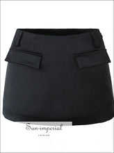 Satin Mini Skirt with Zipper Waist and Built-in Lining black satin skirt, boutique fitted mini skirt lining, party women Sun-Imperial