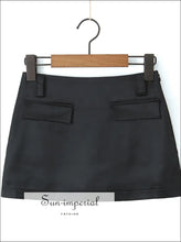 Satin Mini Skirt with Zipper Waist and Built-in Lining black satin skirt, boutique fitted mini skirt lining, party women Sun-Imperial