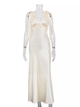Satin Tie Shoulder Deep V-Neck Dress - Sun Imperial (photo 6)