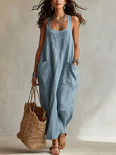 Scoop Neck Sleeveless Maxi Dress with Pockets - Sun Imperial (photo 4)