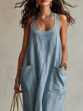 Scoop Neck Sleeveless Maxi Dress with Pockets - Sun Imperial (photo 5)