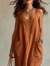 Scoop Neck Sleeveless Maxi Dress with Pockets - Sun Imperial (photo 9)
