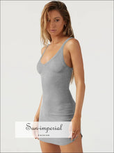 Scoop Neck Wide Strap Mini Dress Dress, Ship From Overseas Sun-Imperial United States