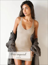 Scoop Neck Wide Strap Mini Dress Dress, Ship From Overseas Sun-Imperial United States