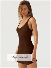 Scoop Neck Wide Strap Mini Dress Dress, Ship From Overseas Sun-Imperial United States