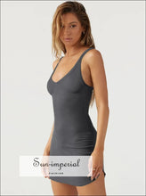 Scoop Neck Wide Strap Mini Dress Dress, Ship From Overseas Sun-Imperial United States