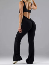 Seamless Scoop Neck Active Jumpsuit with Flared Leg Design - product photo 1