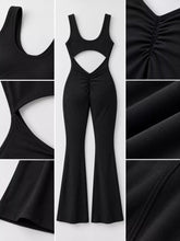 Seamless Scoop Neck Active Jumpsuit with Flared Leg Design - product photo 3