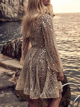 Sequin Deep V-Neck Mini Dress - Sun Imperial (photo 2)
