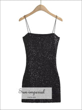 Sequin Sling Mini Dress with Slash Neckline boutique party dress, bright gray fitted sequin night out mini dress Sun-Imperial United States