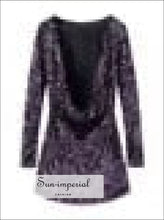 Sun-imperial - womens PURPLE sequin long sleeve backless mini dress PURPLE / XS Sun-imperial - womens PURPLE sequin long sleeve backless mini dress PURPLE / XS