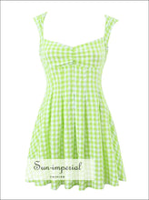 Women’s Green Plaid Sleeveless Mini Dress With Back Bow Detail sleeveless Sun-Imperial United States