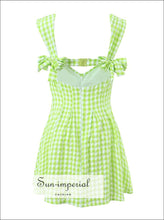Women’s Green Plaid Sleeveless Mini Dress With Back Bow Detail sleeveless Sun-Imperial United States