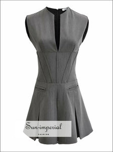 Women’s Grey Sleeveless Corset Style Mini Dress Sun-Imperial United States