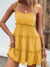Shiny Frill Spaghetti Strap Tiered Dress - Sun Imperial (photo 10)